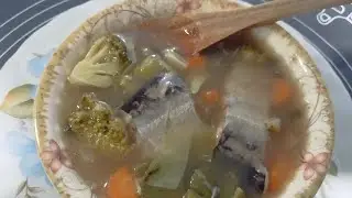 Healthy vegetables fish soup