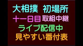 大相撲、大相撲１月(東京)初場所、十一日目、ライブ配信中、2026.1.21