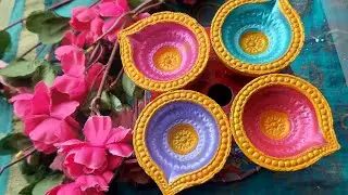 Beautiful Diya Painting & Stand Decoration | diwali diya decoration ideas at home l diya decoration