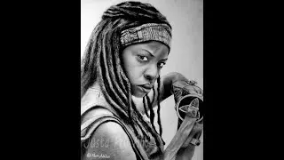 THE ONES WHO LIVE WALKING DEAD DRAWING MICHONNE ~ TWD PENCIL ART BY JFA