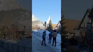 Thrilling skijoring and horse riding at Banff!Must-watch winter adventures #Skijoring #Banff #shorts