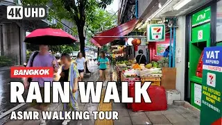 [4K] Rain Walk from Phra Khanong to Thong Lo in Bangkok 🇹🇭 Walking Tour (ASMR Rain Sounds)