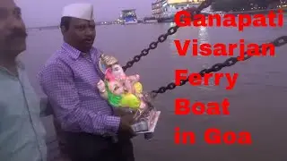 Goa religious-Ganapati Visarjan in Mandovi river from a ferry service
