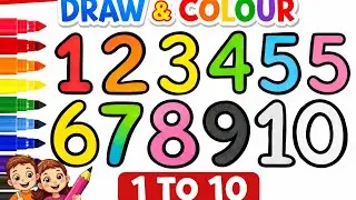Draw and Color the Numbers from 1 to 10 1️⃣-🔟 🎨 Learn colors and Numbers 🌈 Drawings for kids 