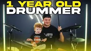 1 Year Old plays Drums with Dad! Tate Mcrae - Greedy (Drum Cover)
