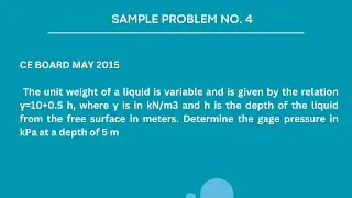 UNIT PRESSURE - Sample Problem No. 4 (Fluid Mechanics & Hydraulics)