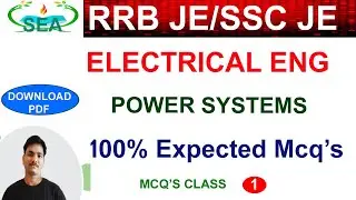 #RRBJE 2024 CBT 2 ELECTRICAL CLASSES/SSC JE ELECTRICAL- Power Systems IMPortant MCQ -1 By Suneel sir