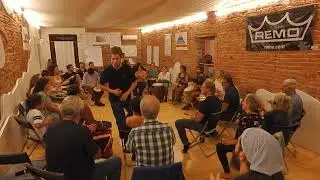 Matteo Mantelli Drum Circle Facilitator in una rhythm-song+clapping+layering in...Great!
