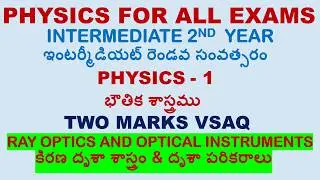 Inter 2nd Year Physics AP & TS | RAY OPTICS 2-MARK SURE SHOTS 💯 | INTERMEDIATE 2nd YEAR PHYSICS VSAQ