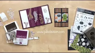 Stampin' Up! Cute Halloween Never Ending Card + Blackberry Beauty Designer Paper Accordion Card