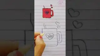 How to Draw a Cute Father&rsquo;s Day Coffee Mug with Heart drawing Kids ☕❤️👔 #coffeemug #dad #shortsfeed