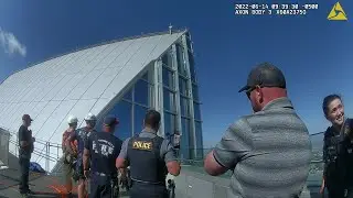Body camera footage of Devon Tower climber