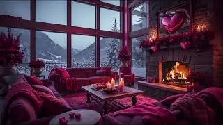 Romantic Valentine&rsquo;s Mountain Retreat (No Music) ❄ Cozy Fireplace, Candlelight & Mountain Landscape