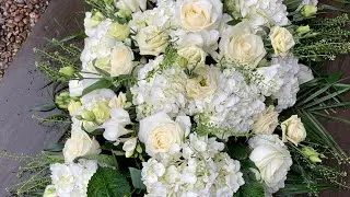 White hydrangea coffin spray