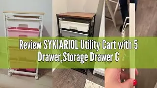 Review SYKIARIOL Utility Cart with 5 Drawer,Storage Drawer Cart with Wooden Tabletop and Lockable Wh