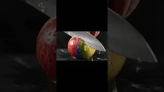 Slicing a Rainbow Apple 🌈🍎 | Pure ASMR Crunch #ASMR#RainbowApple#Satisfying#FoodASMR