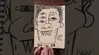 Daily Faces Challenge: Day 272/365- Charcoal Sketchbook Drawing | Simple Art Timelapse #shorts #art