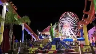Santa Monica Pier and LA streets at night