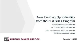 NCI SBIR Webinar for Innovative Concept Award and Small Business Transition Grant