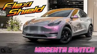 Tesla Model Y gets wrapped in Flexishield Magenta Switch Paint protection film!!