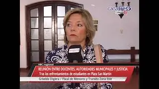 Reunion entre docentes autoridades municipales y la justicia - Griselda Digiera