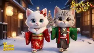 Kimono Christmas Magic:  Purrfect Dance Fashion Story#cat #dancing#shorts#christmas#emiraandkaros