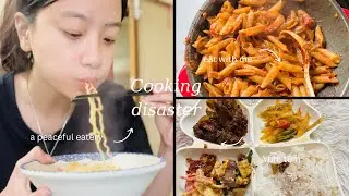Cooking DISASTER!!🔥Cooking and eating everything I cooked 🍳in my college dorm