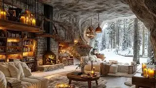 Whispers of Winter: Snow Gently Falling, the Wind Singing a Lullaby, a Crackling Fireplace for Relax