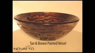 NOHP-G032 Brown Mosaic Pattern Glass Vessel Sink