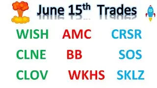 June 15 trade:  🔥  #WISH #AMC #CLNE  #CRSR #BB #$WKHS #CRSR #SOS #SKLZ #SNDL #CLOV 🔥