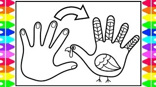 How to Draw a THANKSGIVING TURKEY EASY for KIDS 🦃🖐🍁Thanksgiving Drawing Coloring Pages for Kids