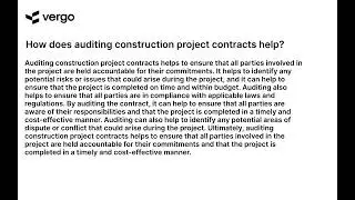 Auditing Construction Contracts: Benefits Explained