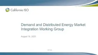 Aug 19, 2025 - Demand and Distributed Energy Market Integration Working Group