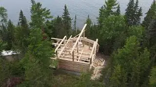 Keewanna Michigan Drone fly over Handcrafted Log Home #drone #loghomes # loghomeliving