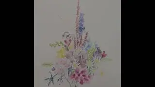 Loose flower bouquet in watercolor