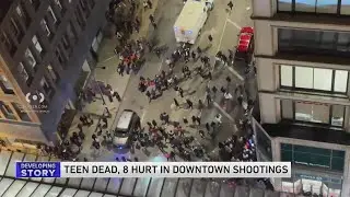 Teenager killed, 8 others injured in 2 shootings in the Loop late Friday night