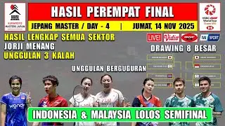 INDONESIA & MALAYSIA MENANG ~ Hasil 8 Besar Jepang Master 2025 Hari Ini ~ JORJI & DIN/FEIMENANG