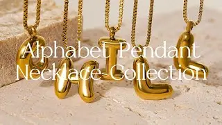 Gold Plated Stainless Steel Bubble Initial Pendant Necklace with Box Chain