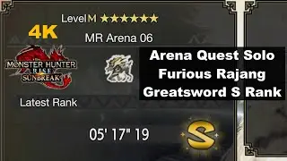 MHR Sunbreak Arena Quest Solo - Furious Rajang Greatsword S Rank