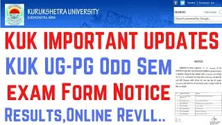 KUK IMPORTANT UPDATES,UG-PG STUDENTS के लिए ONLINE EXAM FORM,FEE NOTICE,RESULTS, ONLINE REVLL...