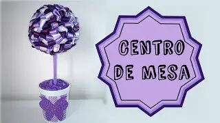 Centro de mesa/Topiaria com fita de cetim |DIY - Faça você mesmo