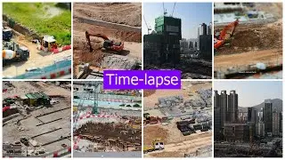 Time-lapse Construction Site Compilation - Satisfying Construction Trucks Video 2021