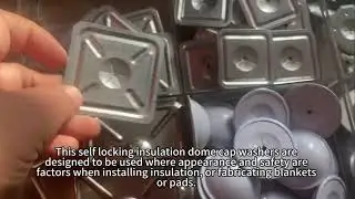self locking insulation dome cap washers for installing insulation, or fabricating blankets or pads