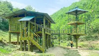 You Won't Believe This Single Mother Built a TWO STORY Bamboo House by Herself!