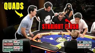 QUADS vs STRAIGHT FLUSH! Craziest Hand in HCL HISTORY!