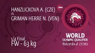 1/4 FW - 63 kg: N. GRIMAN HERRE (VEN) df. A. HANZLICKOVA (CZE), 13-6