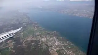 Flying over Geneva and Lake Leman, Switzerland
