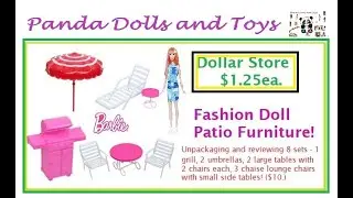Dollar Tree NEW! Summer Patio Furniture Haul & Review 2022! 1/6 scale Fits Barbie & Fashion Dolls.