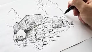 How to Draw a Modern House in 2-Point Perspective (Step by Step)