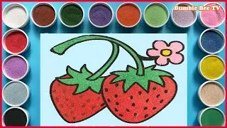 HOW TO DRAW, PAINTING STRAWBERRY SAND PAINTING/T&Ocirc; TRANH C&Aacute;T QUẢ D&Acirc;U/LEARN COLORS/BUMBLE BEE TV